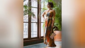 PHOTOS : सनी लियोनीचा वीकेंड पार्टी मूड, हटके हॉल्टर-नेक गाऊन आणि स्ट्रॅपी हील्समध्ये जलवा