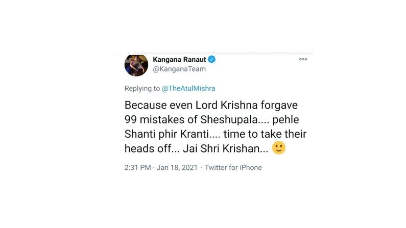 kangana controversial tweets