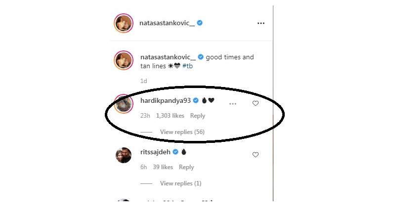 hardik pandya Comment on Wife natasa Stankovis bikini photo